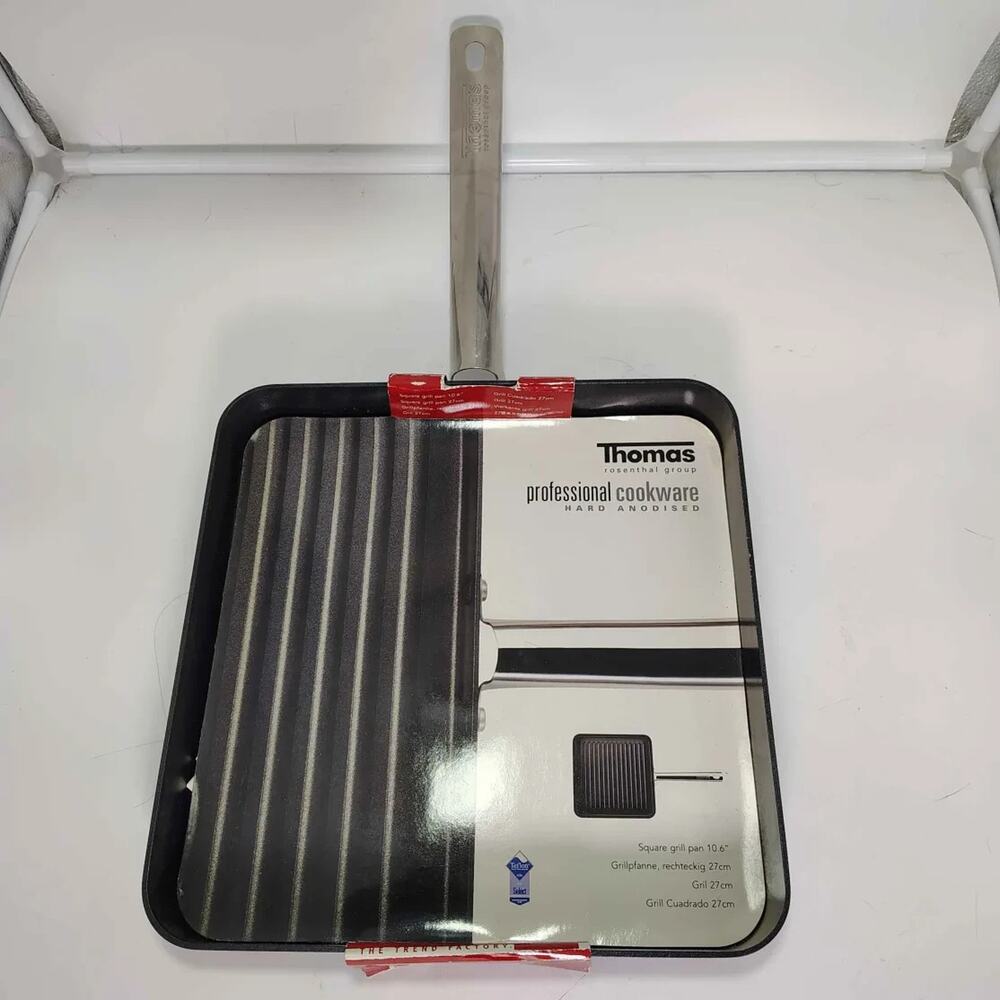 NEW Thomas Rosenthal 27cm 10.6" Hard Anodised Teflon Non Stick Square Grill Pan